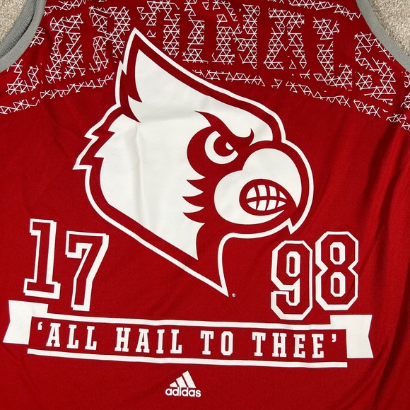 Adidas Mens Large Red All Hail Thee Louisville Cardinals Basketball Jersey NWT - Picture 3 of 6